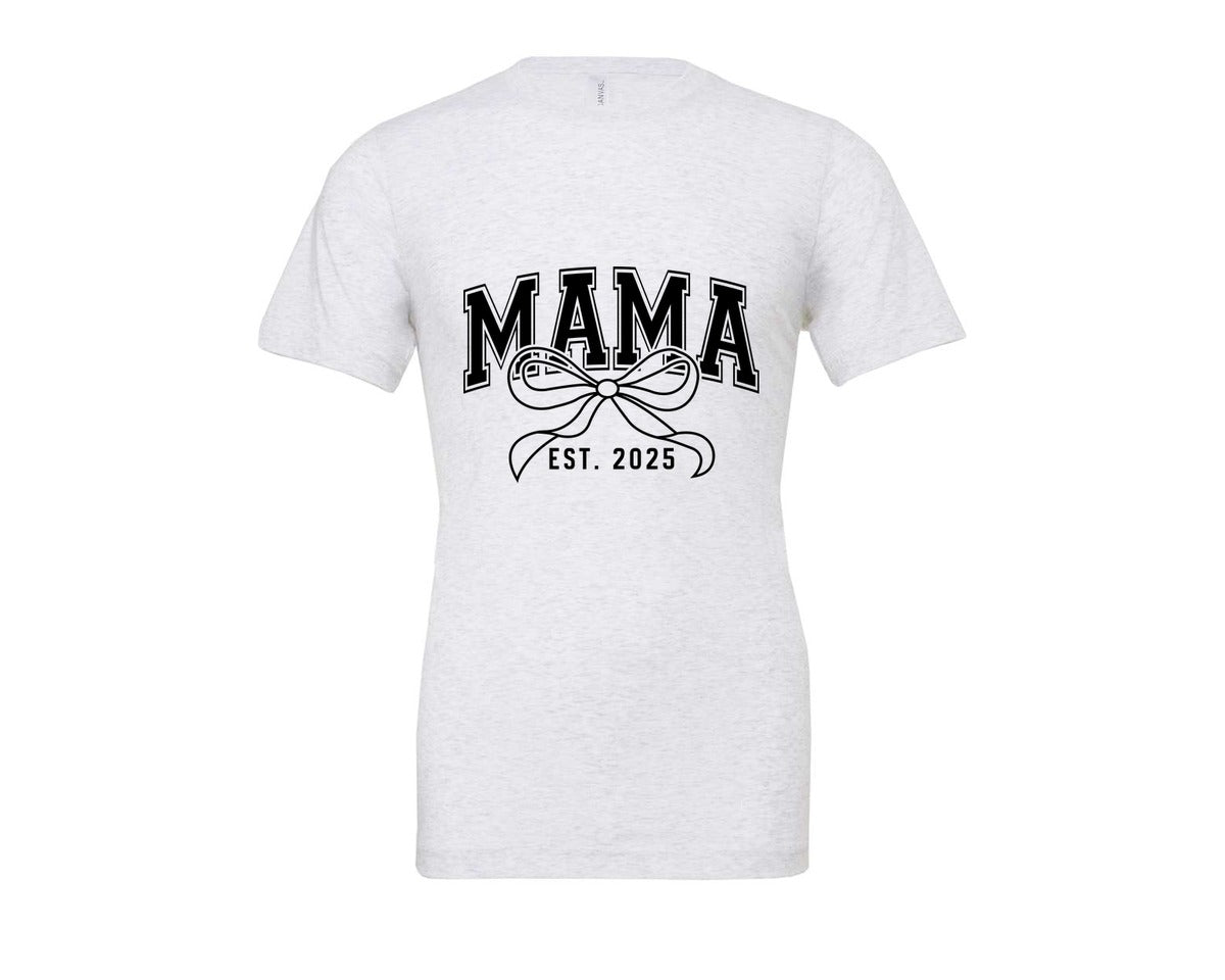 brand:Bella Canvas|color:Ash Grey|Mama Bow Varsity Graphic T-Shirt
