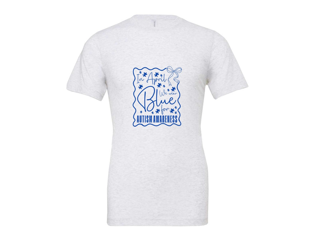 brand:Bella Canvas|color:Ash Grey|In April We Wear Blue Autism 2 Graphic T-Shirt