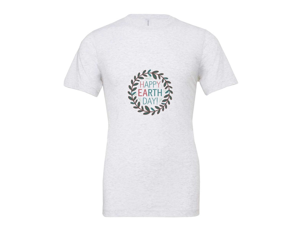 brand:Bella Canvas|color:Ash Grey|Earth Day With Leaf Wreath T Shirtdesign Graphic T-Shirt