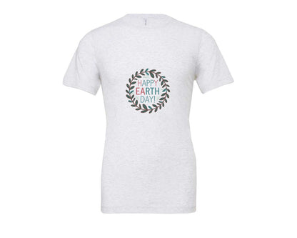 brand:Bella Canvas|color:Ash Grey|Earth Day With Leaf Wreath T Shirtdesign Graphic T-Shirt