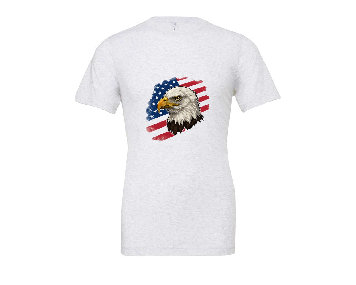 brand:Bella Canvas|color:Ash Grey|American Eagle With Flag Patriotic Graphic T-Shirt
