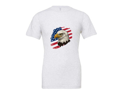 brand:Bella Canvas|color:Ash Grey|American Eagle With Flag Patriotic Graphic T-Shirt