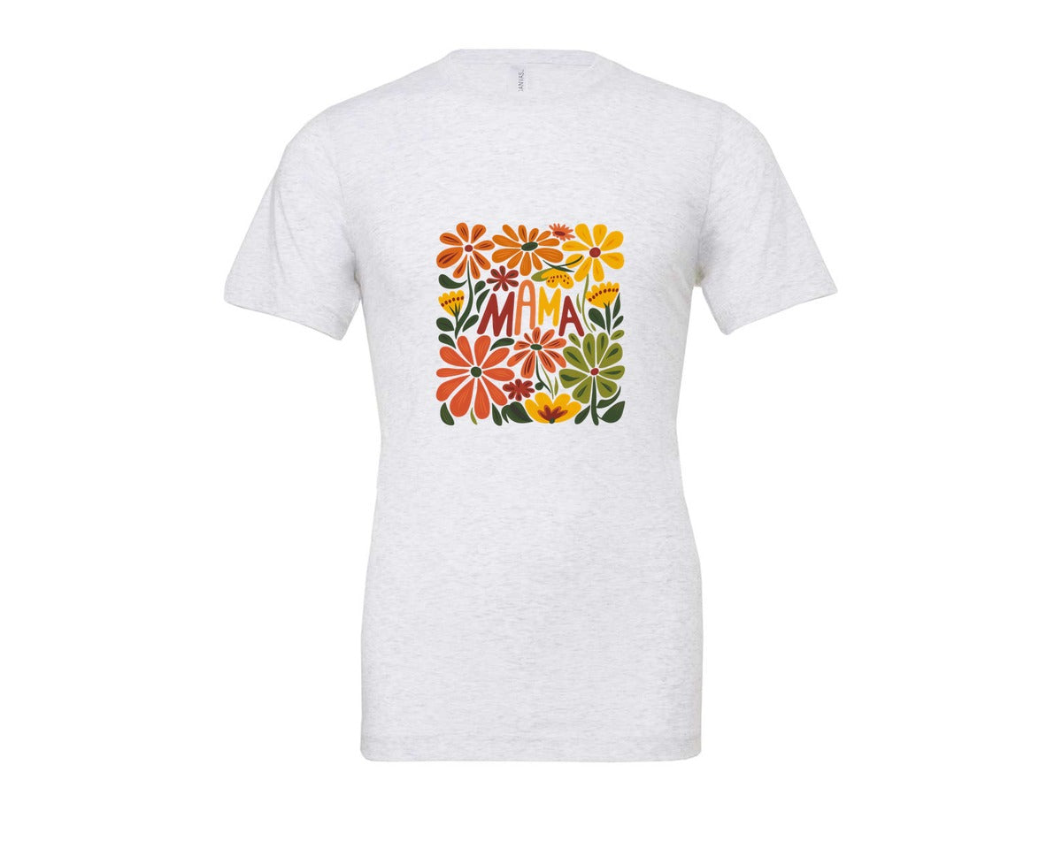 brand:Bella Canvas|color:Ash Grey|Retro Floral Mama Boho Mothers Day 3 Graphic T-Shirt