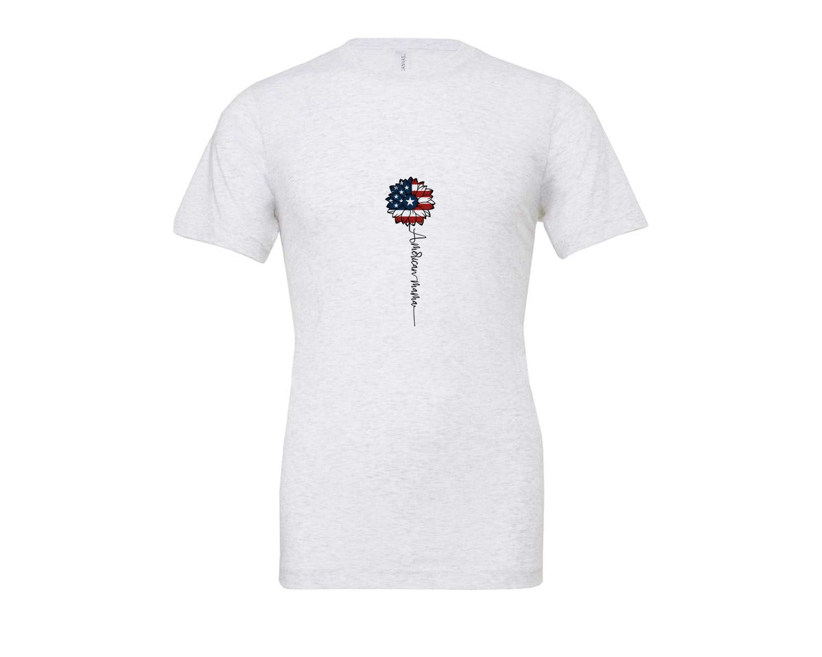 brand:Bella Canvas|color:Ash Grey|American Mama Sunflower 4Th Of July Graphic T-Shirt