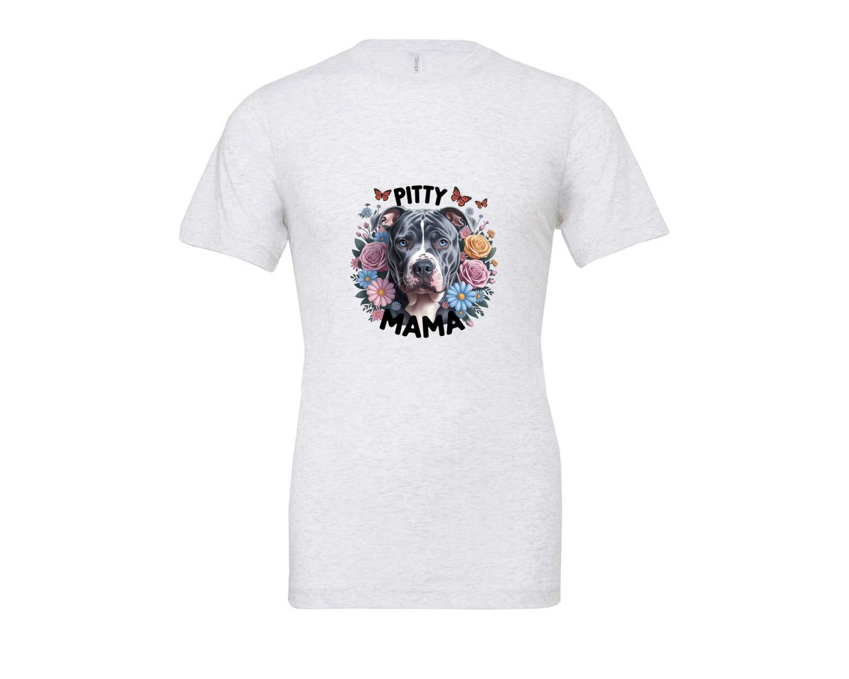 brand:Bella Canvas|color:Ash Grey|Pitty Mama Cute Pitbull Dog 2 Graphic T-Shirt