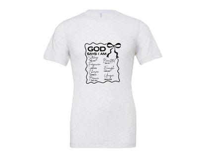 brand:Bella Canvas|color:Ash Grey|God Says I Am Coquette Christian Graphic T-Shirt