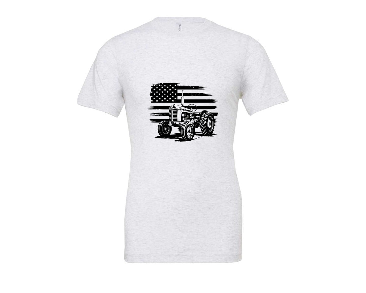 brand:Bella Canvas|color:Ash Grey|Tractor Flag Vector T Shirt Design Graphic T-Shirt