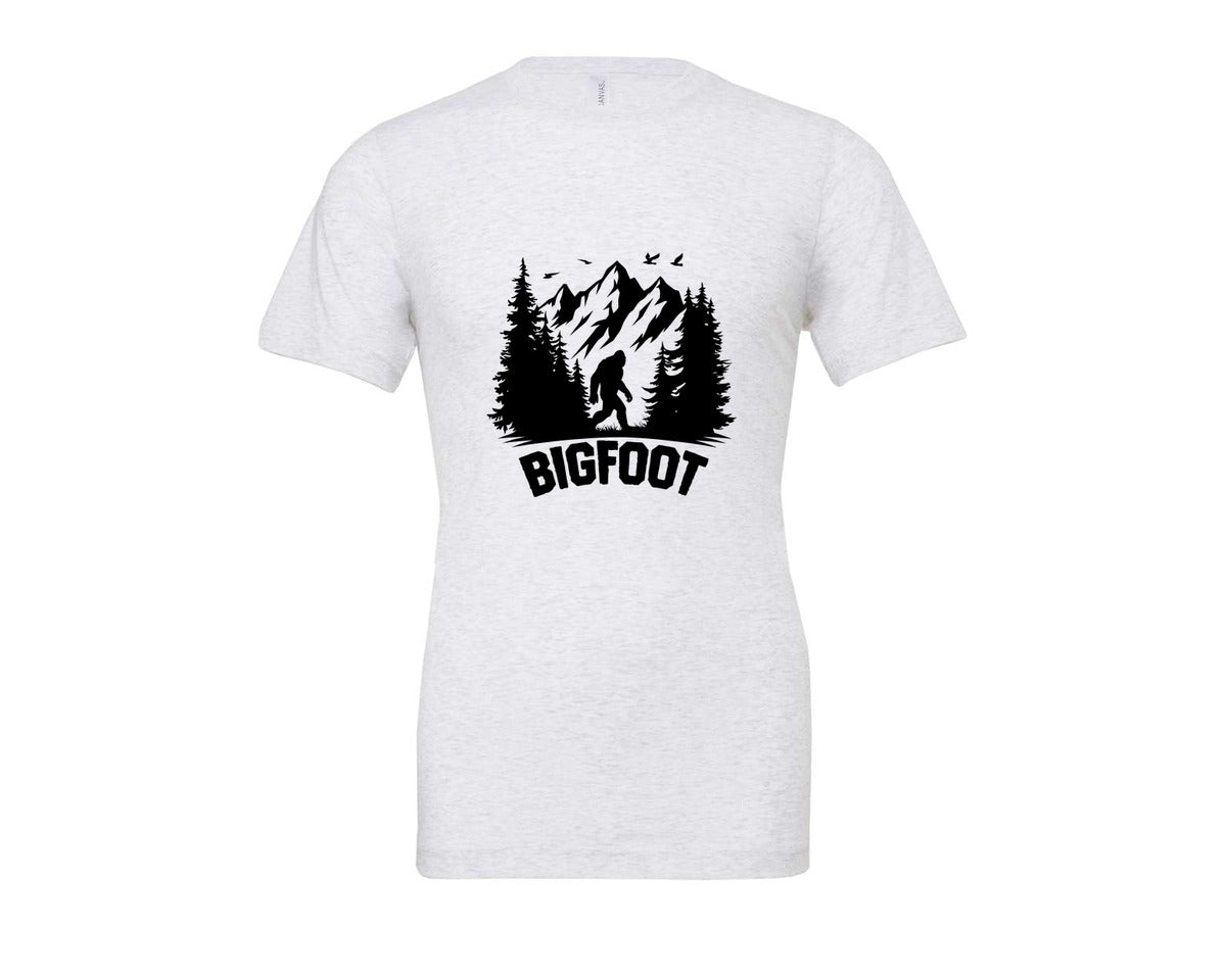 brand:Bella Canvas|color:Ash Grey|Retro Bigfoot Silhouette Pixel Art Graphic T-Shirt