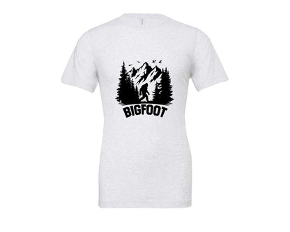 brand:Bella Canvas|color:Ash Grey|Retro Bigfoot Silhouette Pixel Art Graphic T-Shirt