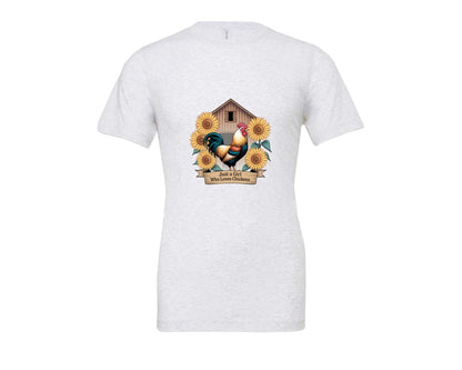 brand:Bella Canvas|color:Ash Grey|Just A Girl Who Loves Chickens 8 Graphic T-Shirt