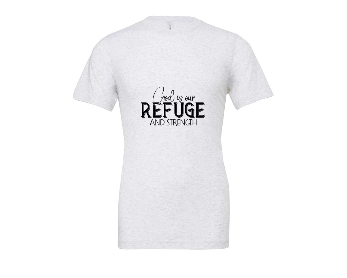 brand:Bella Canvas|color:Ash Grey|God Is Our Refuge And Strength Sleeve Sv Graphic T-Shirt