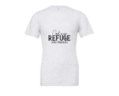 brand:Bella Canvas|color:Ash Grey|God Is Our Refuge And Strength Sleeve Sv Graphic T-Shirt