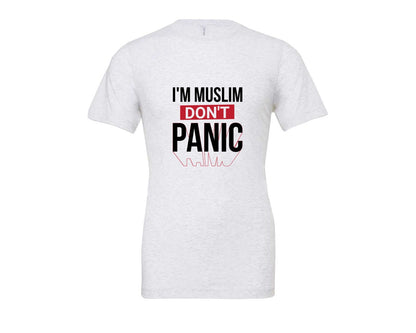 brand:Bella Canvas|color:Ash Grey|Im Muslim Dont Panic Muslim Quote Is Graphic T-Shirt