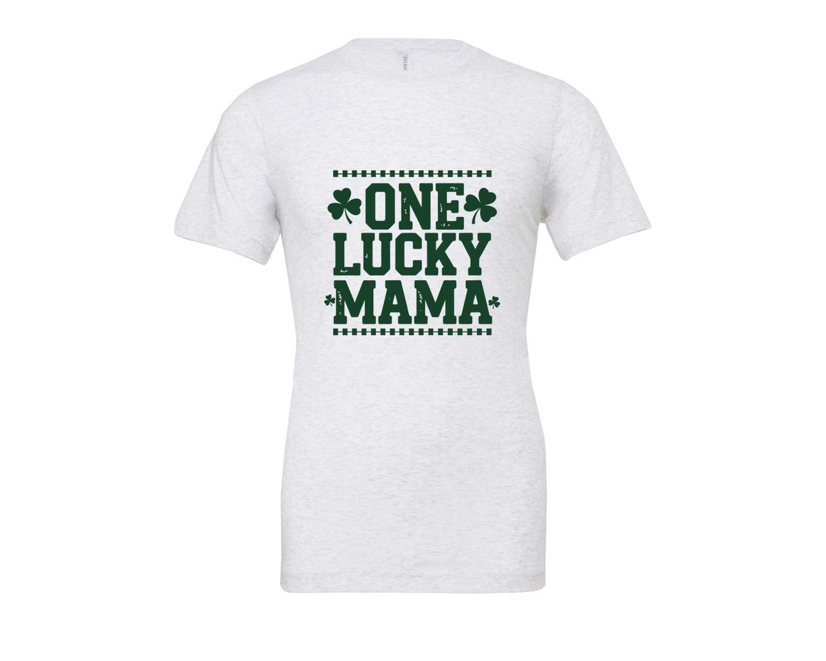 brand:Bella Canvas|color:Ash Grey|One Lucky Mama Design 40 Graphic T-Shirt