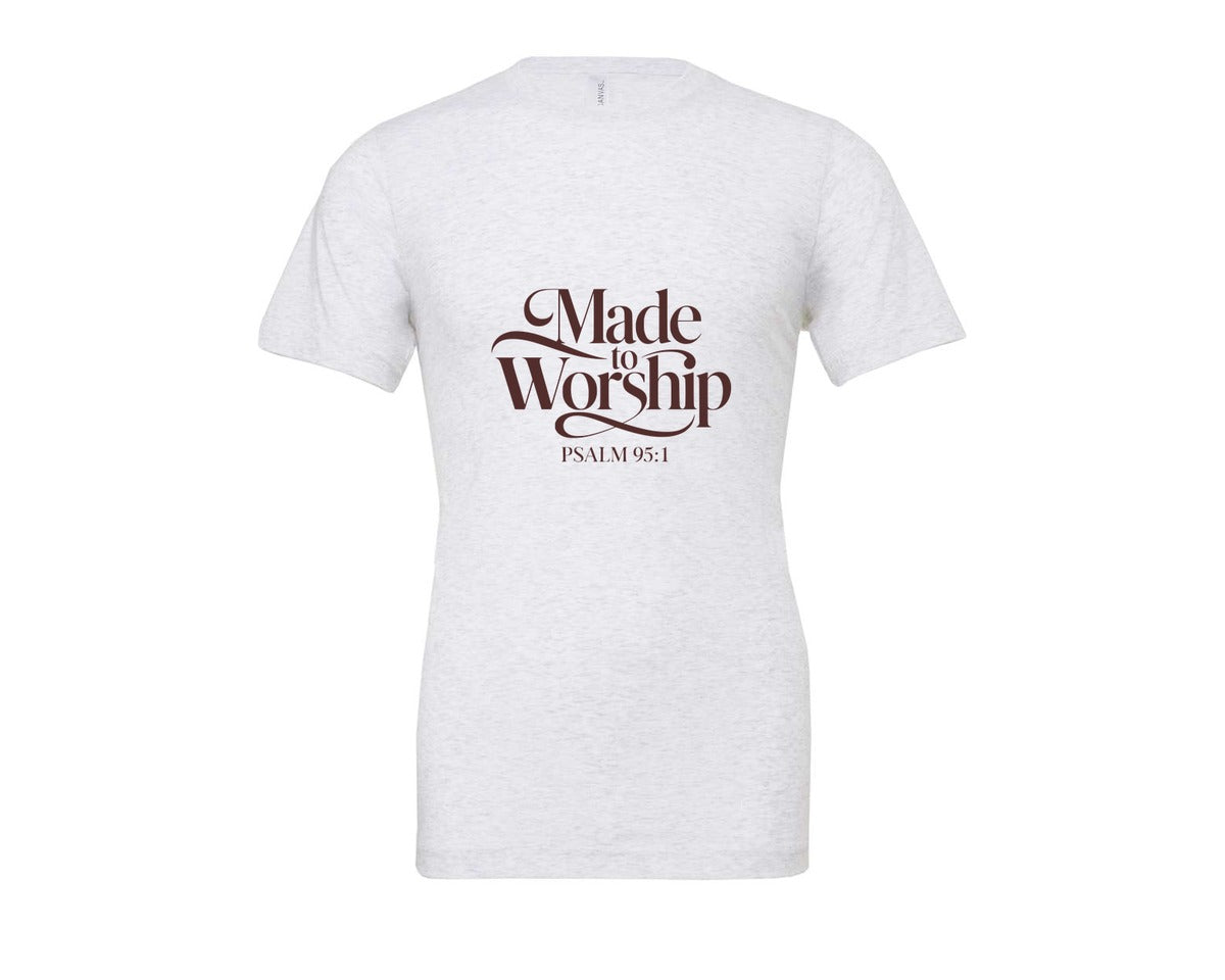 brand:Bella Canvas|color:Ash Grey|Made To Worship Psalm 951 Design 3 Graphic T-Shirt