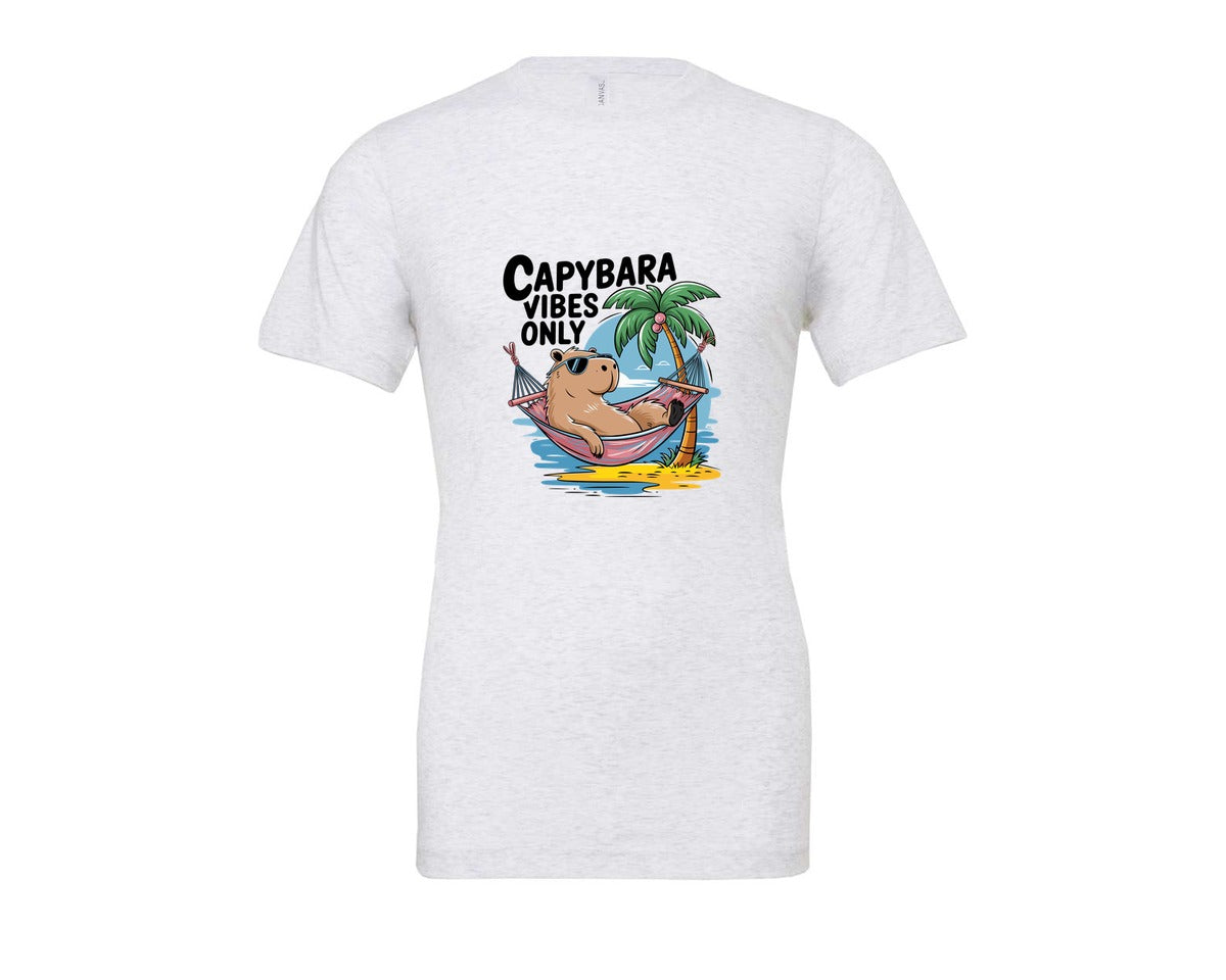 brand:Bella Canvas|color:Ash Grey|Capybara Vibes Only Summer T Shirt Print Graphic T-Shirt