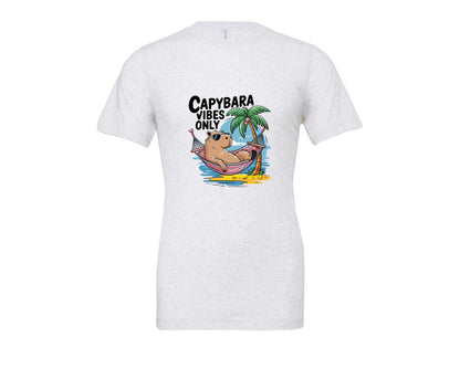 brand:Bella Canvas|color:Ash Grey|Capybara Vibes Only Summer T Shirt Print Graphic T-Shirt