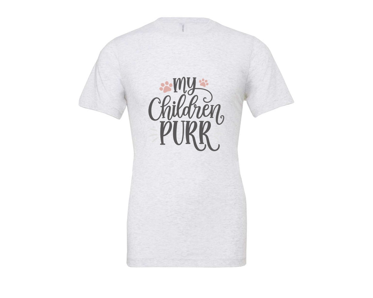 brand:Bella Canvas|color:Ash Grey|My Children Purr Cute Cat Quote Graphic T-Shirt