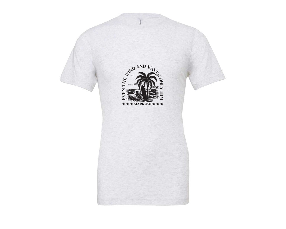 brand:Bella Canvas|color:Ash Grey|Wind And Waves Obey Him Mark 441 Graphic T-Shirt