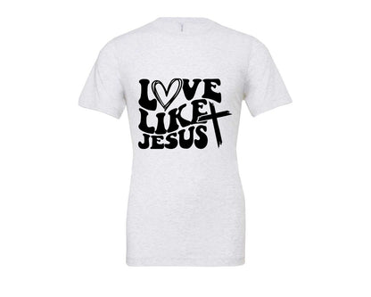 brand:Bella Canvas|color:Ash Grey|Love Like Jesus Wavy 2 Graphic T-Shirt