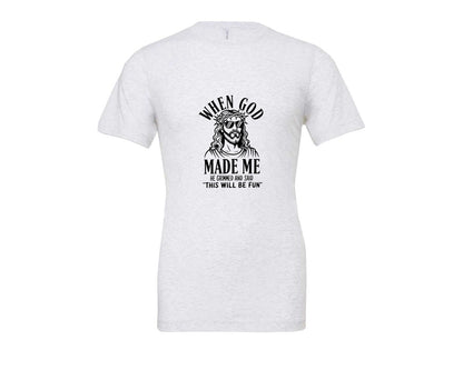brand:Bella Canvas|color:Ash Grey|God Humor Christian Faith Graphic T-Shirt