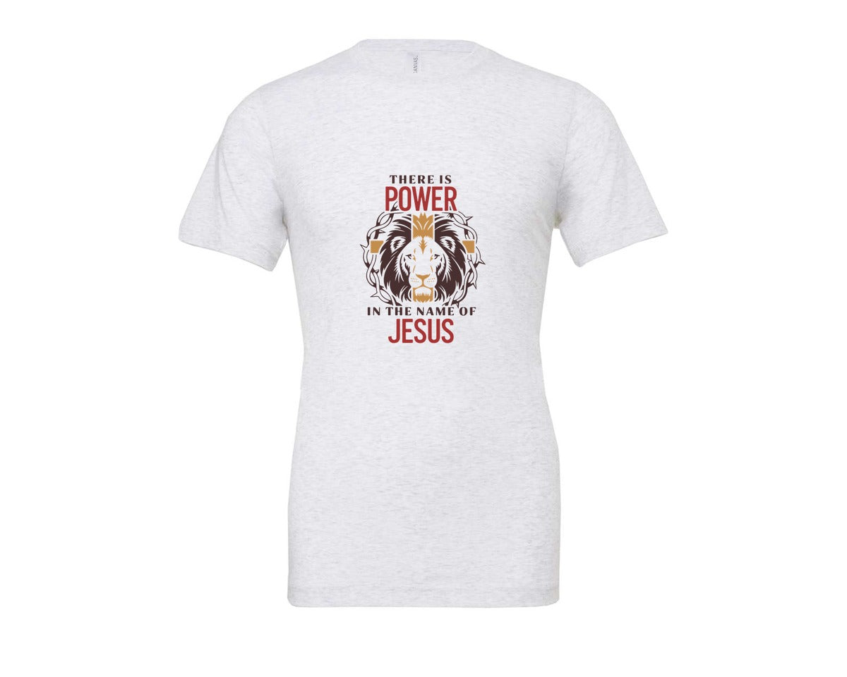 brand:Bella Canvas|color:Ash Grey|There Is Power In The Name Of Jesus 10 Graphic T-Shirt