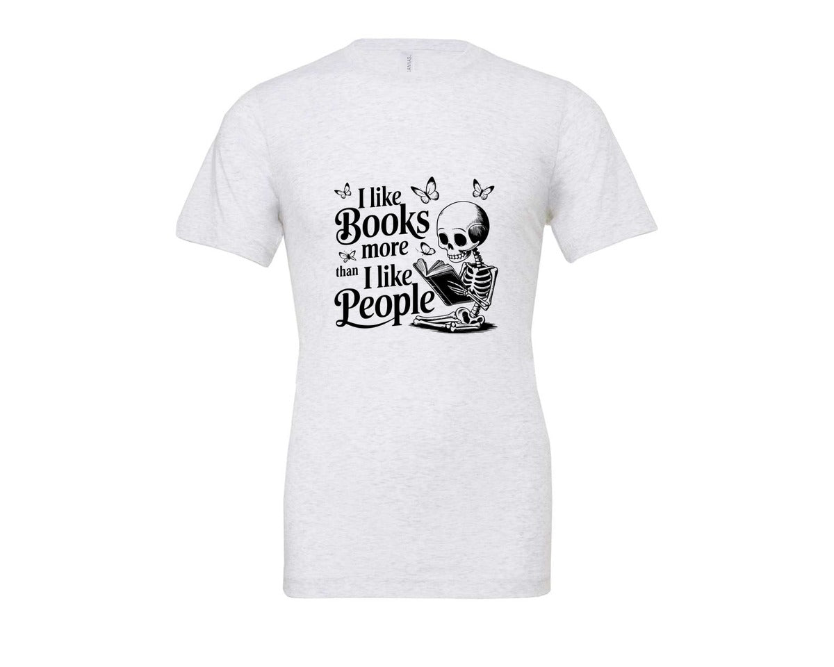 brand:Bella Canvas|color:Ash Grey|I Like Books More Than I Like People 3 Graphic T-Shirt