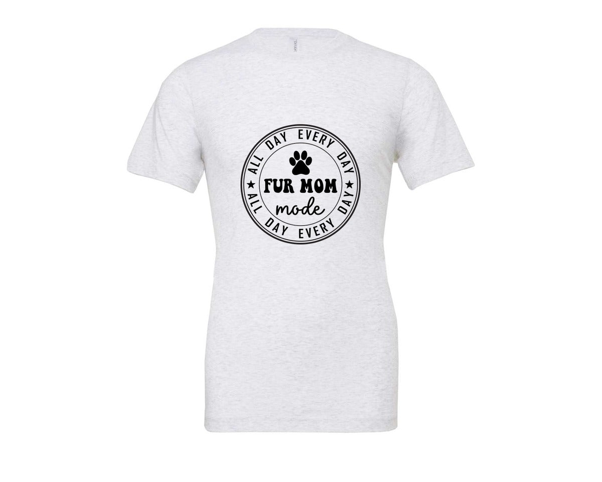 brand:Bella Canvas|color:Ash Grey|Fur Mom Funny Dog Mom Shirt Graphic T-Shirt