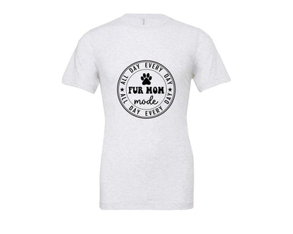 brand:Bella Canvas|color:Ash Grey|Fur Mom Funny Dog Mom Shirt Graphic T-Shirt