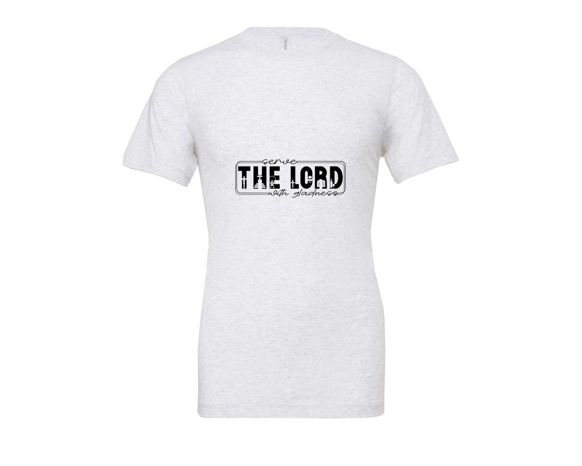 brand:Bella Canvas|color:Ash Grey|Serve The Lord With Gladness Sleeve Graphic T-Shirt