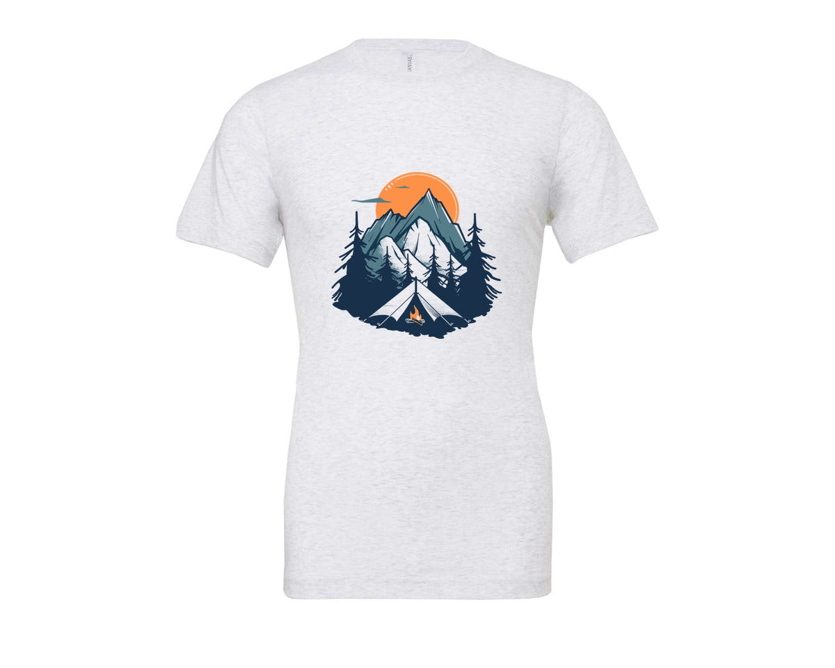 brand:Bella Canvas|color:Ash Grey|Sunset Camping Adventure T Shirt Design 8 Graphic T-Shirt
