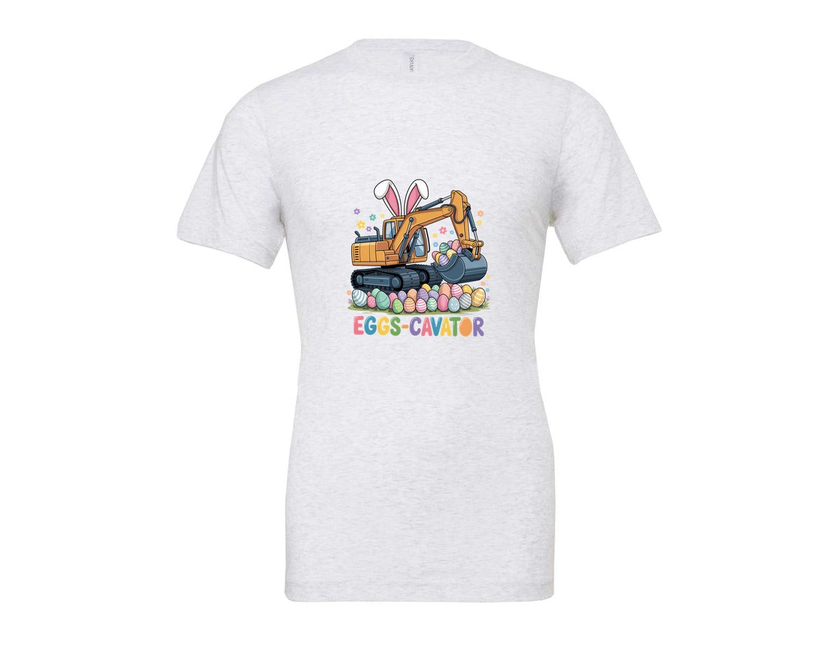 brand:Bella Canvas|color:Ash Grey|Eggs Cavator Easter Excavator 3 Graphic T-Shirt