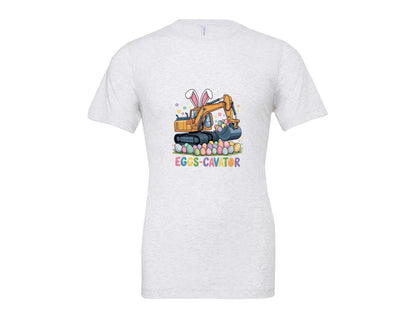 brand:Bella Canvas|color:Ash Grey|Eggs Cavator Easter Excavator 3 Graphic T-Shirt