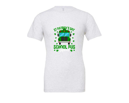 brand:Bella Canvas|color:Ash Grey|St Patricks Day School Bus Squad School 2 Graphic T-Shirt