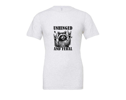 brand:Bella Canvas|color:Ash Grey|Unhinged And Feral Vintage Raccoon Meme Graphic T-Shirt