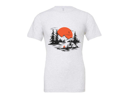 brand:Bella Canvas|color:Ash Grey|Sunset Camping Adventure T Shirt Design 9 Graphic T-Shirt