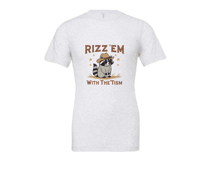 brand:Bella Canvas|color:Ash Grey|Raccoon Funny Raccoon Rizz Em Graphic T-Shirt