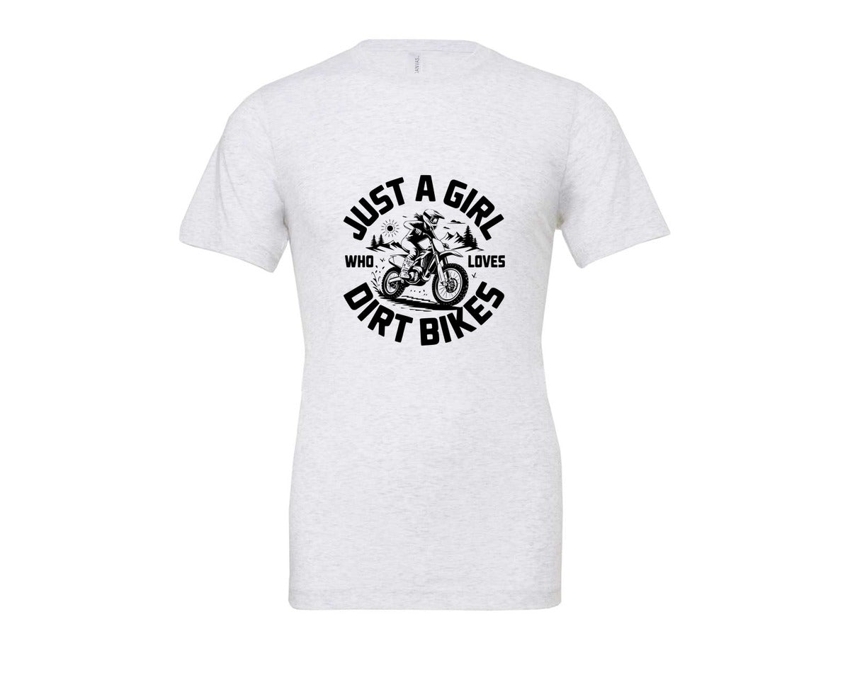 brand:Bella Canvas|color:Ash Grey|Just A Girl Who Loves Dirt Bikes T S Graphic T-Shirt
