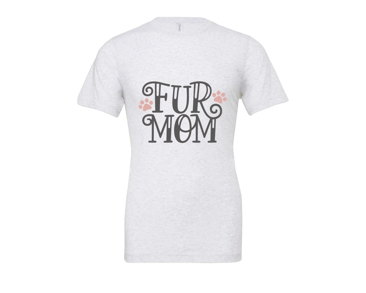 brand:Bella Canvas|color:Ash Grey|Fur Mom Cute Crazy Cat Lady Quote 2 Graphic T-Shirt