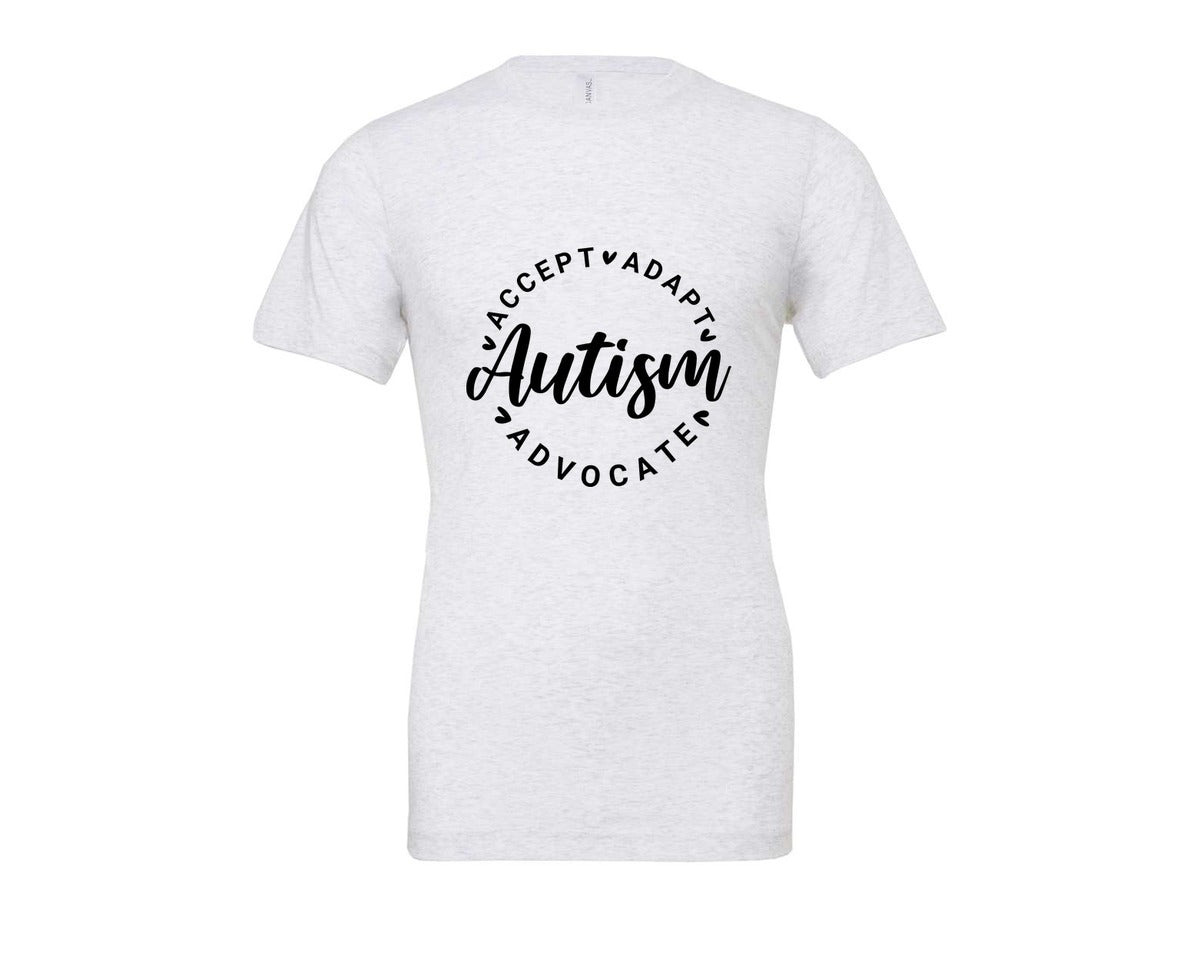 brand:Bella Canvas|color:Ash Grey|Autism Awareness Accept Adapt Advocate 4 Graphic T-Shirt