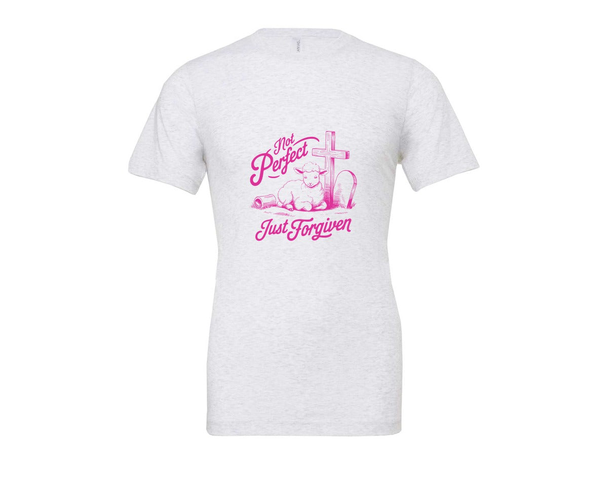 brand:Bella Canvas|color:Ash Grey|Not Perfect Just Forgiven Design 18 Graphic T-Shirt