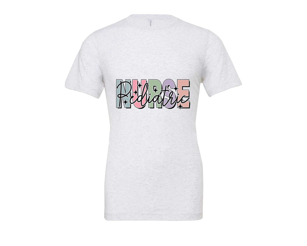 brand:Bella Canvas|color:Ash Grey|Peds Nurse Picu Pediatric Nurse Graphic T-Shirt