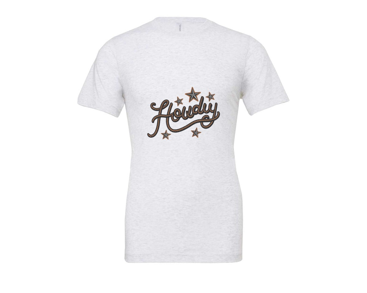 brand:Bella Canvas|color:Ash Grey|Howdy Western Cowboy Rope Graphic T-Shirt