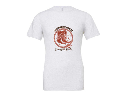 brand:Bella Canvas|color:Ash Grey|Southern Roots Cowgirl Boots Cowgir Graphic T-Shirt