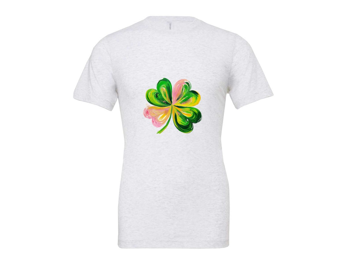 brand:Bella Canvas|color:Ash Grey|Brushstroke Shamrock Graphic T-Shirt