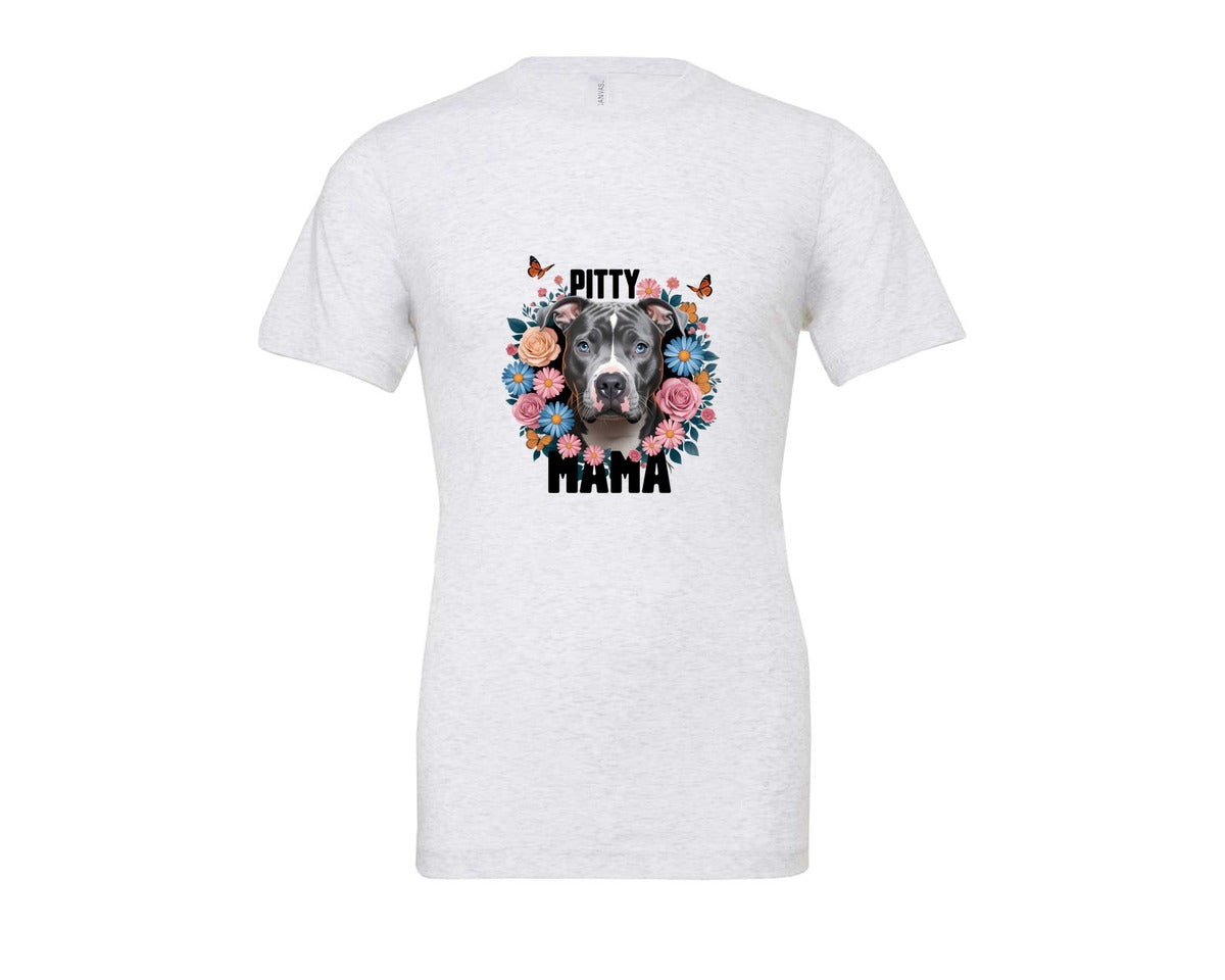 brand:Bella Canvas|color:Ash Grey|Pitty Mama Cute Pitbull Dog 3 Graphic T-Shirt