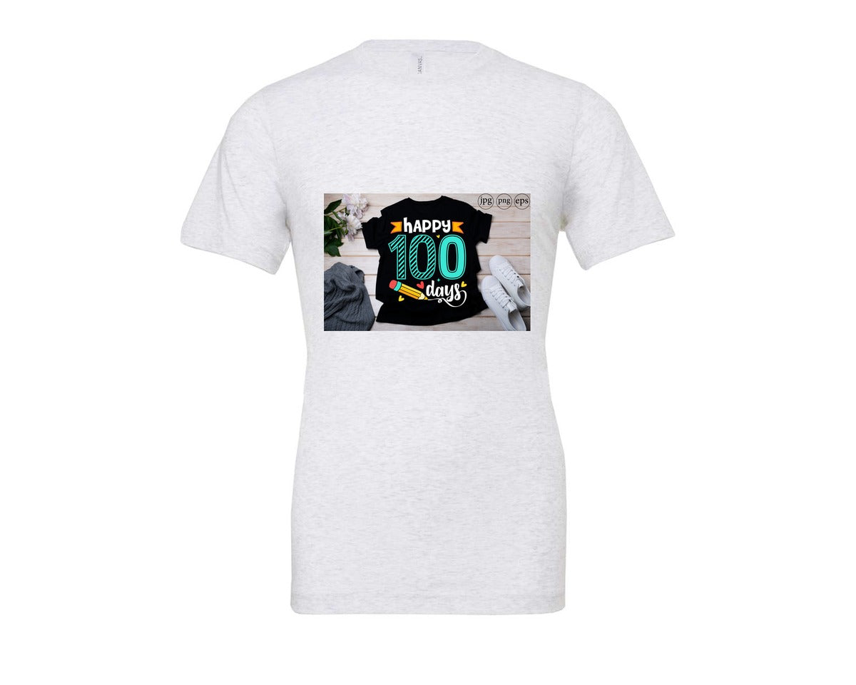 brand:Bella Canvas|color:Ash Grey|100 Days Of School Shirt 10 Graphic T-Shirt