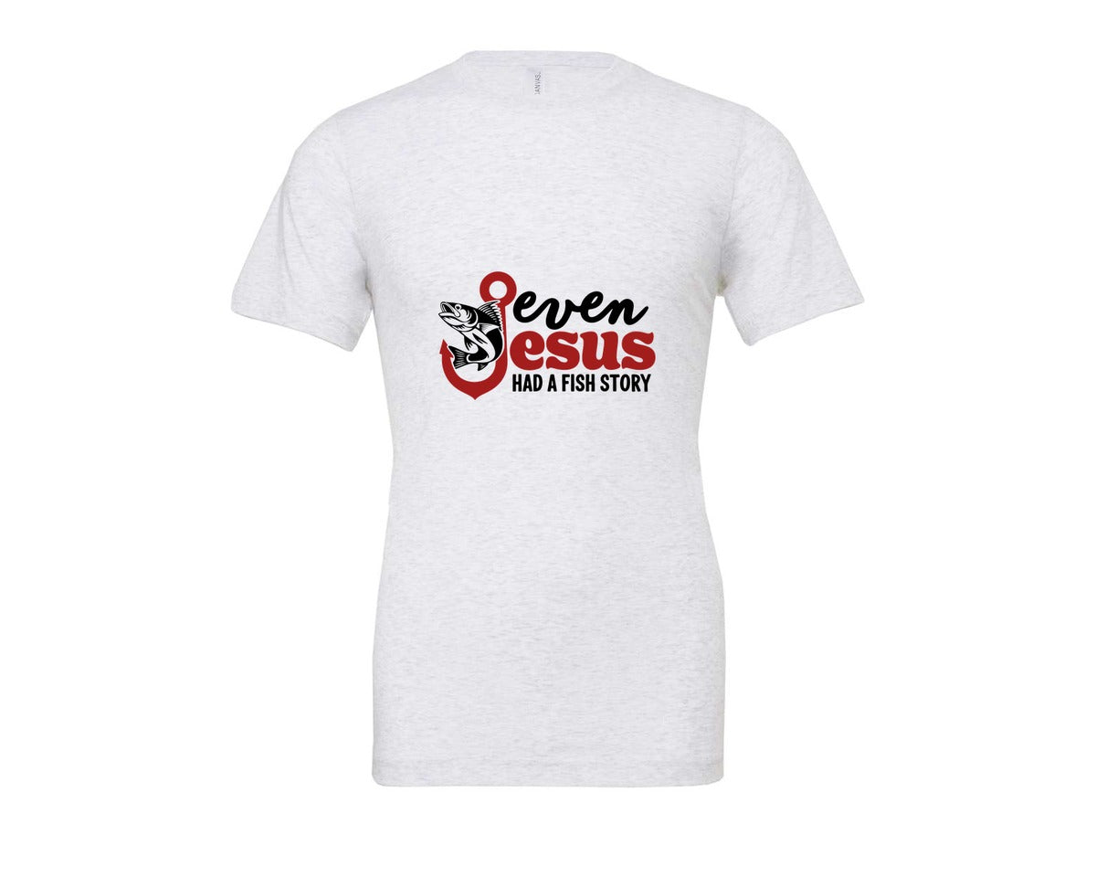 brand:Bella Canvas|color:Ash Grey|Even Jesus Had A Fish Story 3 Graphic T-Shirt