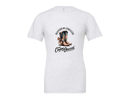 brand:Bella Canvas|color:Ash Grey|Blessed Stressed Mom Western Mothers Day 3 Graphic T-Shirt