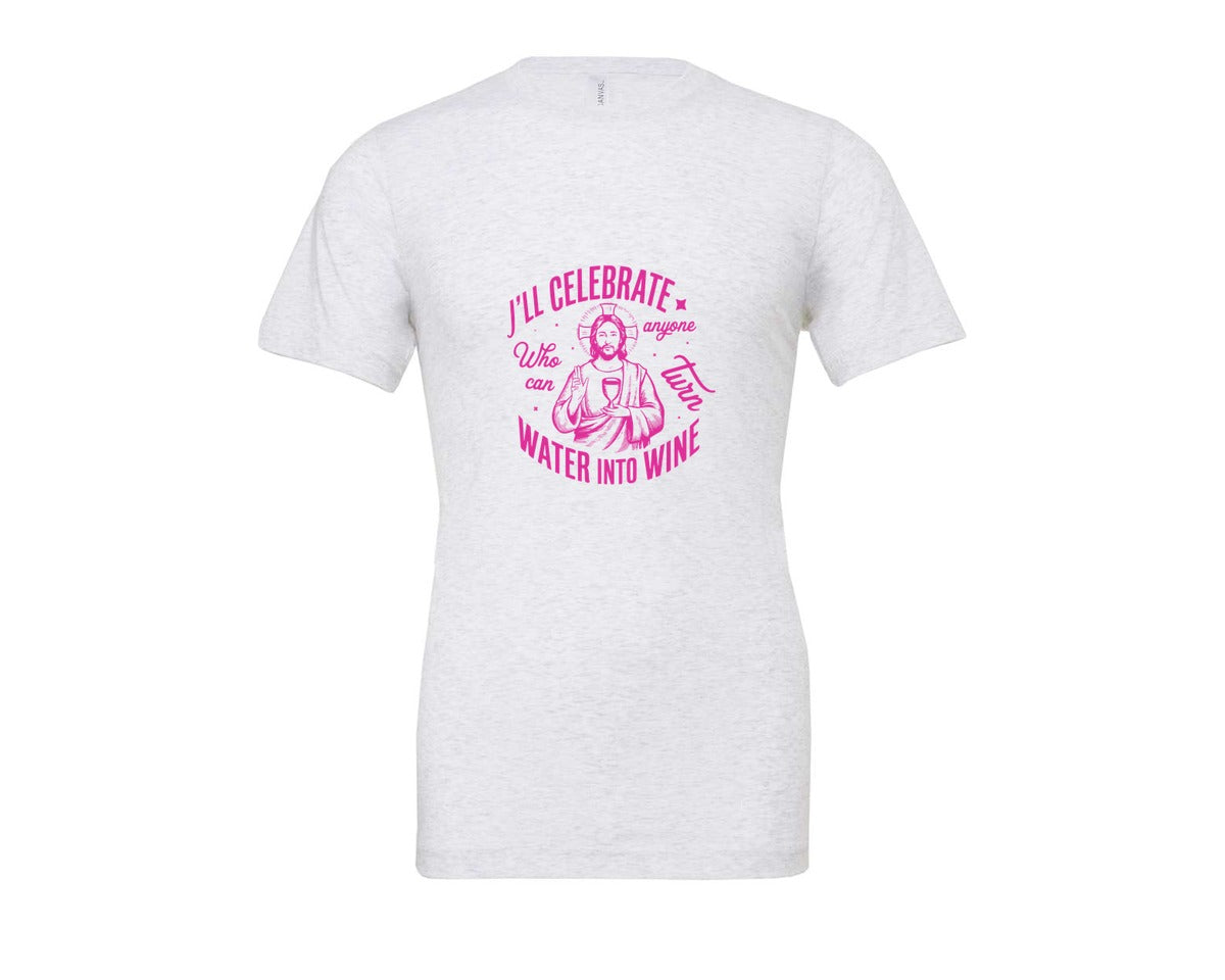 brand:Bella Canvas|color:Ash Grey|Jesus Water Into Wine Design Graphic T-Shirt
